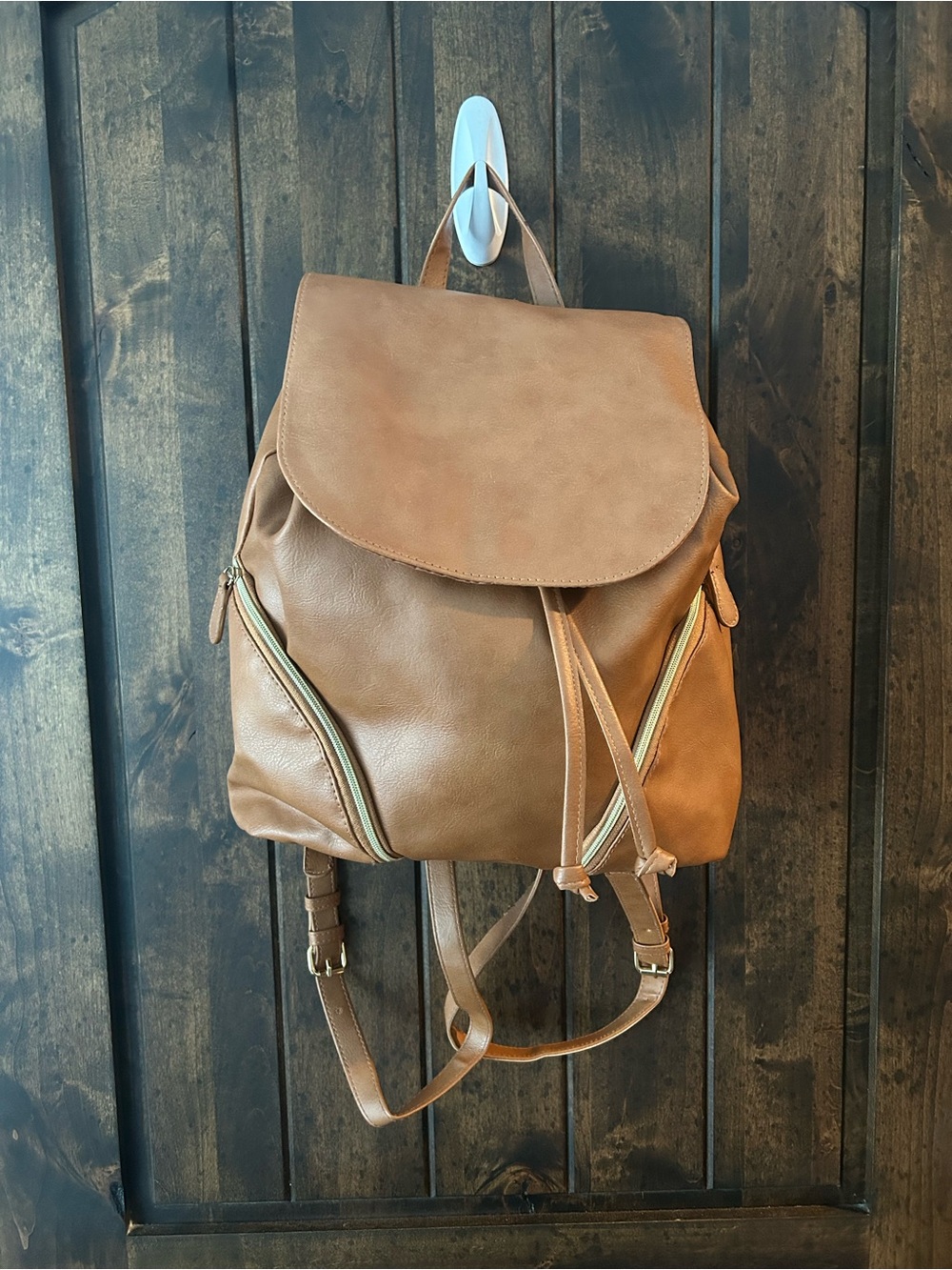 Classic Tan Drawstring Bucket Backpack - Picture 1 of 3